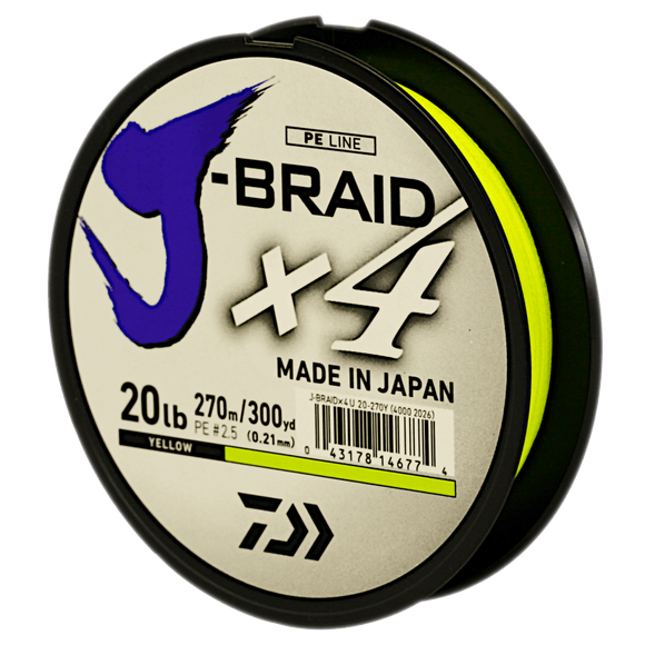 Daiwa J-Braid 30LB 270M X4U Yellow - Fish On Tackle Store
