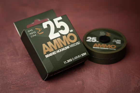 OMC Ammo Camo Braided Hooklink Weed/Silt  25lb - Fish On Tackle Store