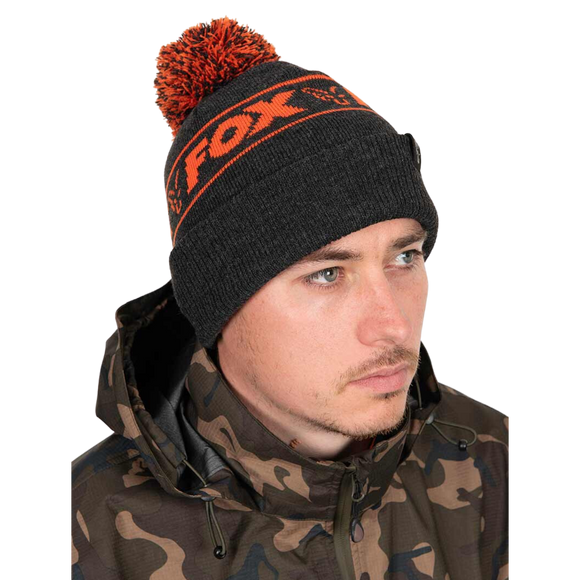Fox Collection Bobbles Black & Orange Beanie - Fish On Tackle Store