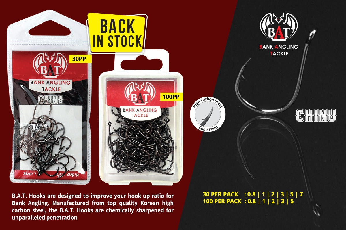 bat fishing hooks BAT Chinu Carp Hooks Papgooi 30 Pcs– Fish On Tackle Store